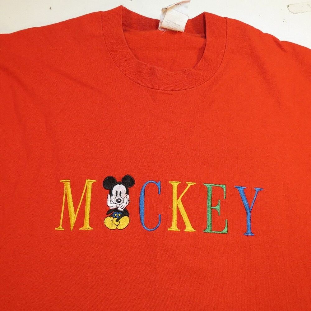 VINTAGE 1990s MICKEY & CO DISNEY MICKEY MOUSE Embroidered CROP T SHIRT Unisex XL